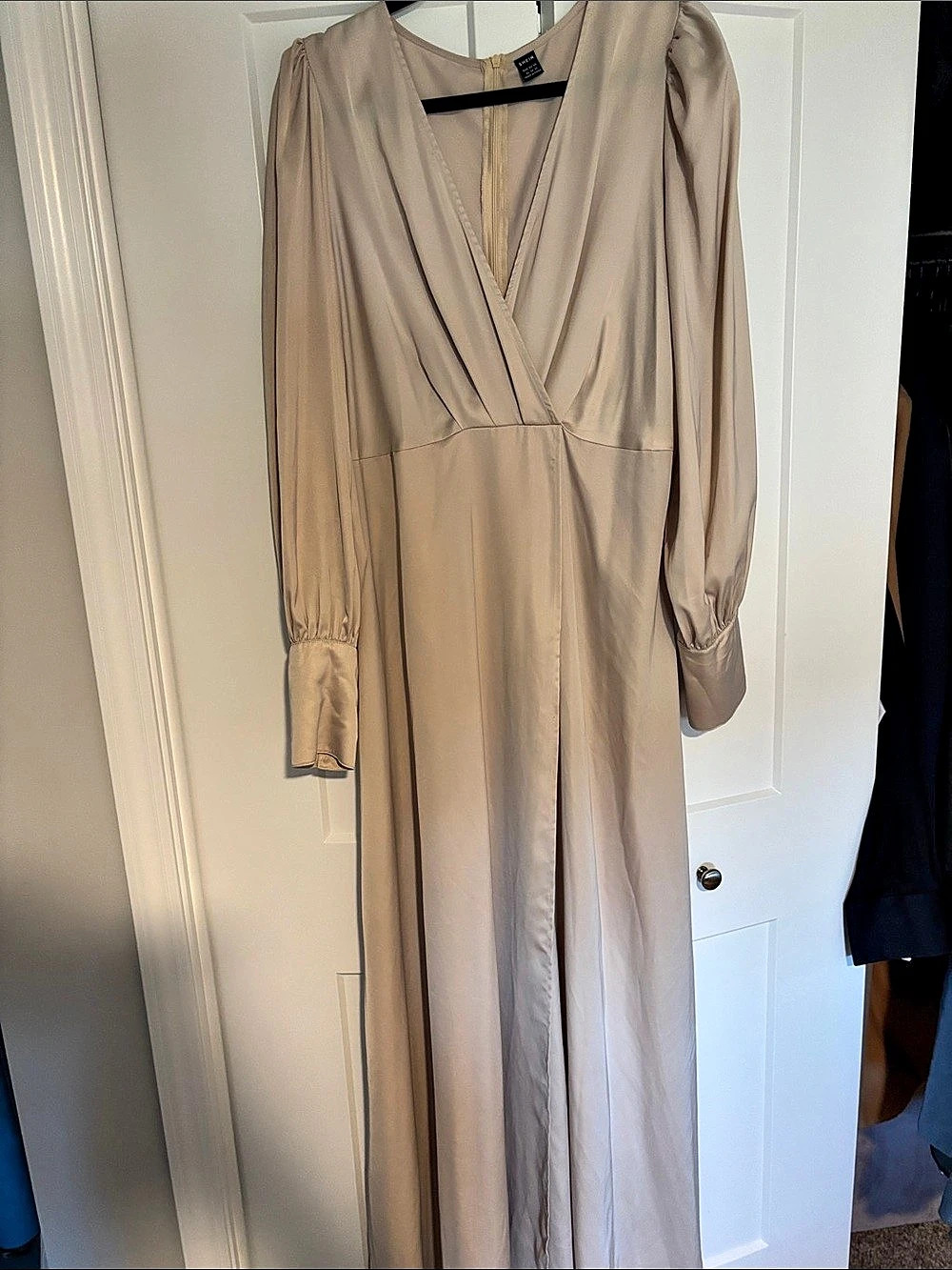 SHEIN Beige Satin Maxi Dress
